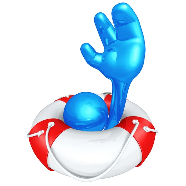 Personagem 3D em Lifebuoy — Fotografia de Stock