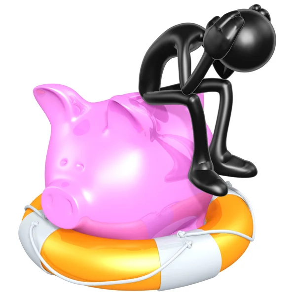Personagem 3D com Lifebuoy Piggy Bank — Fotografia de Stock