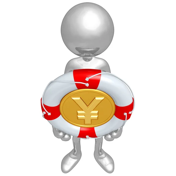 Personagem 3D com Lifebuoy Dollar Coin — Fotografia de Stock