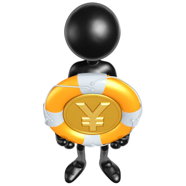 Personaje 3D con Lifebuoy Dollar Coin — Foto de Stock