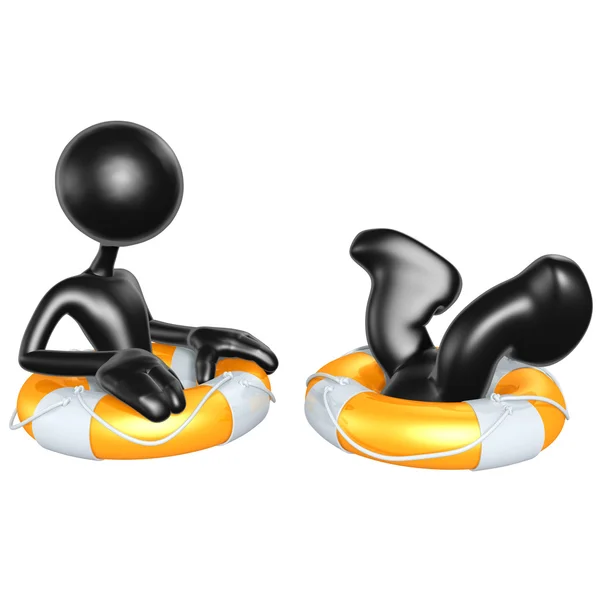 Original and The Wannabe In A Lifebuoy — Stock Photo, Image