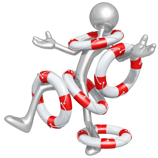 3D персонаж с Lifebuoy — стоковое фото