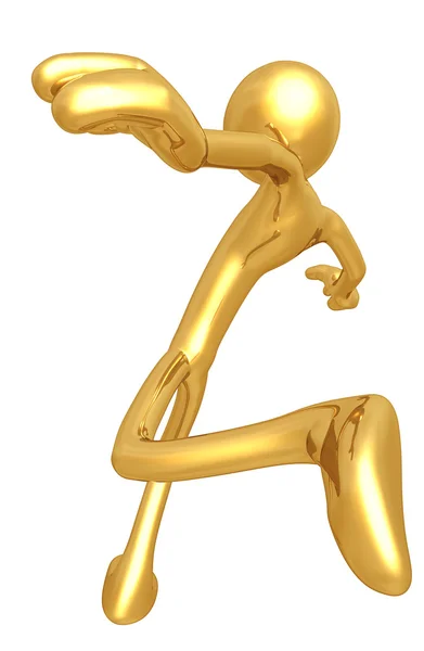 Gold Guy Leaping — Stock Photo, Image