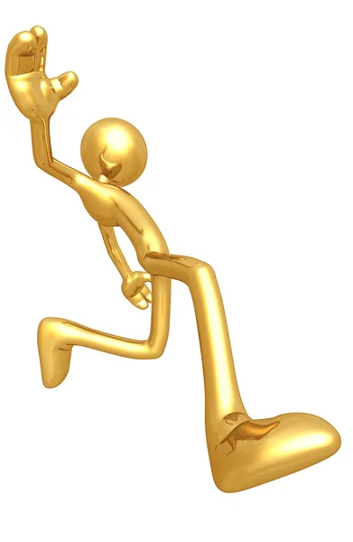 Gold Guy Leaping — Stock Photo, Image