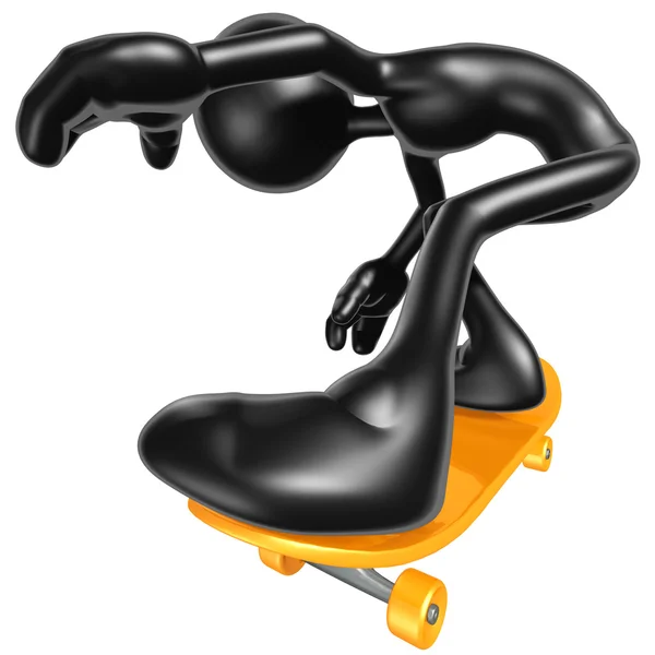 3D charakter jazdy na deskorolce — Zdjęcie stockowe