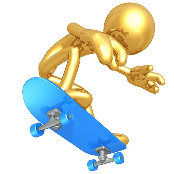 stock image Gold Guy Skateboarding