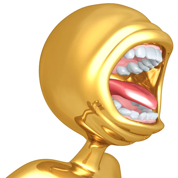 Gold Guy Screaming — Fotografie, imagine de stoc