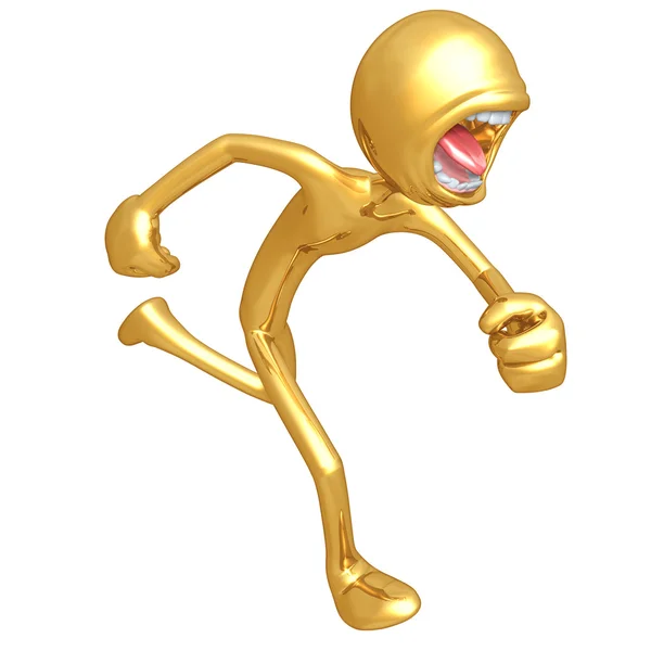 Ouro cara correndo gritando — Fotografia de Stock