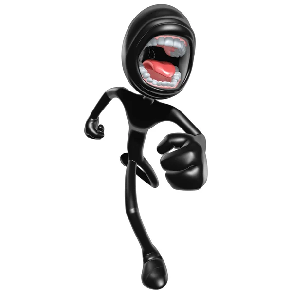 3D personaggio che corre urlando — Foto Stock
