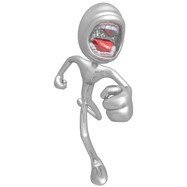 3D personaggio che corre urlando — Foto Stock