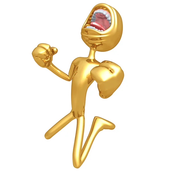 Кричащий Mad Gold Guy — стоковое фото
