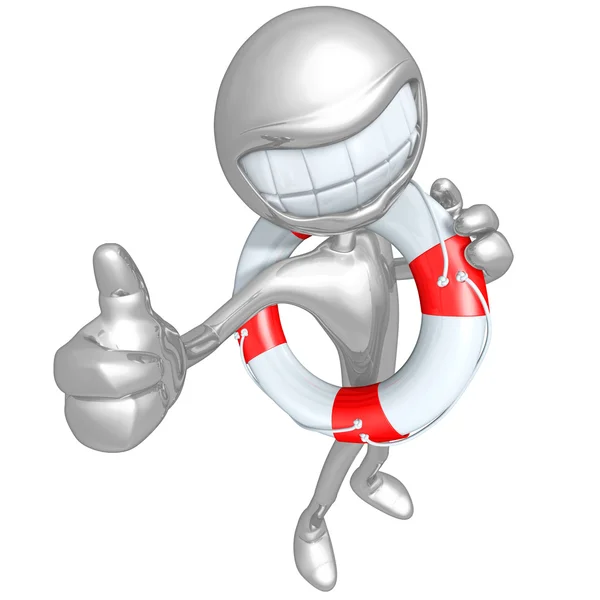 3D Character Smiling With Lifebuoy — Stock Photo, Image