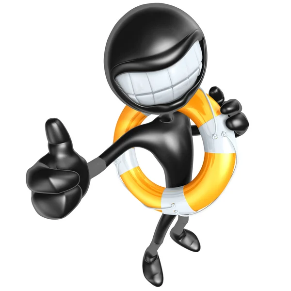 Трехмерный персонаж-кузнечик с Lifebuoy — стоковое фото