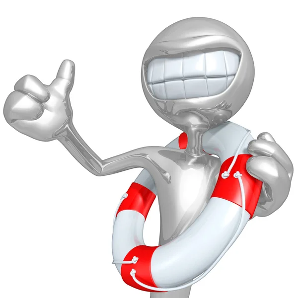 Personaje 3D sonriendo con Lifebuoy — Foto de Stock