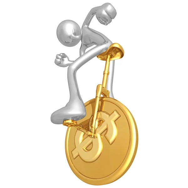 3D χαρακτήρα σε γιεν κέρμα unicycle — Φωτογραφία Αρχείου