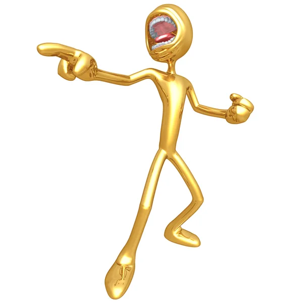 Gold Guy Yelling And Pointing Directions — Stock Photo, Image