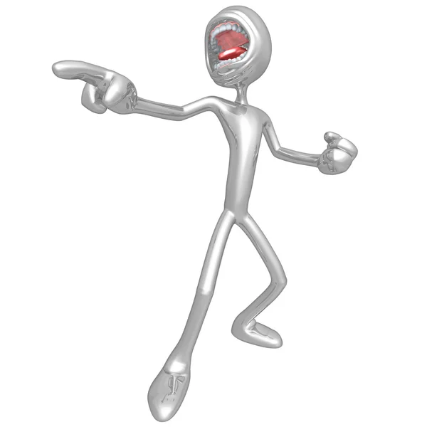 3D Character Yelling And Pointing Directions — Stock Photo, Image