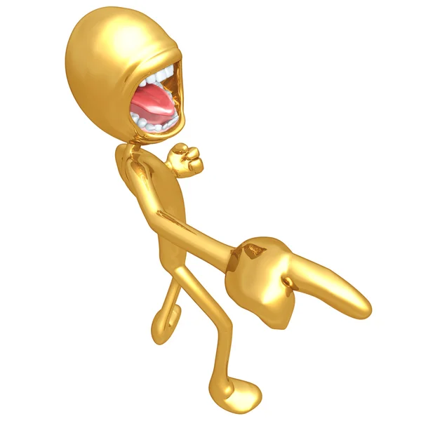 Gold Guy Yelling And Pointing Directions — Stock Photo, Image