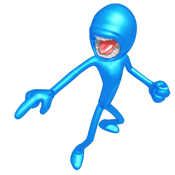 3D Character Yelling And Pointing Directions — Stock Photo, Image