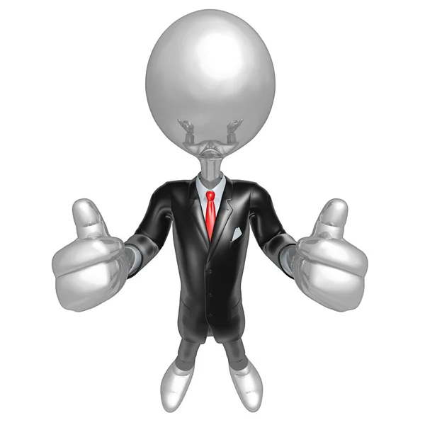 3D-Charakter Geschäftsmann für den Erfolg gekleidet — Stockfoto