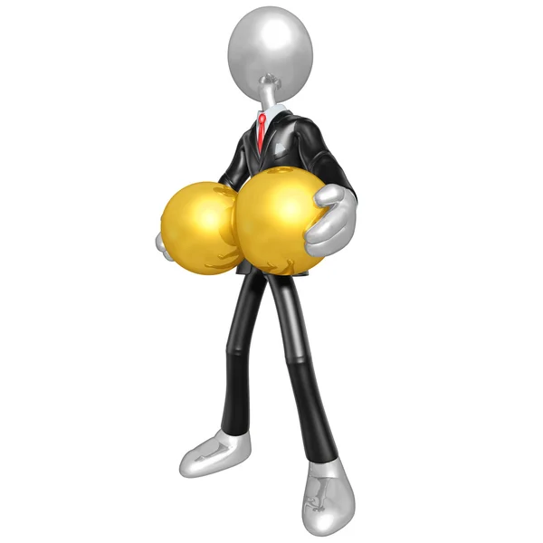 3D бизнесмен характер большие мячи — стоковое фото
