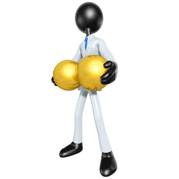 3D Businessman Character Big Balls — Stock Photo, Image