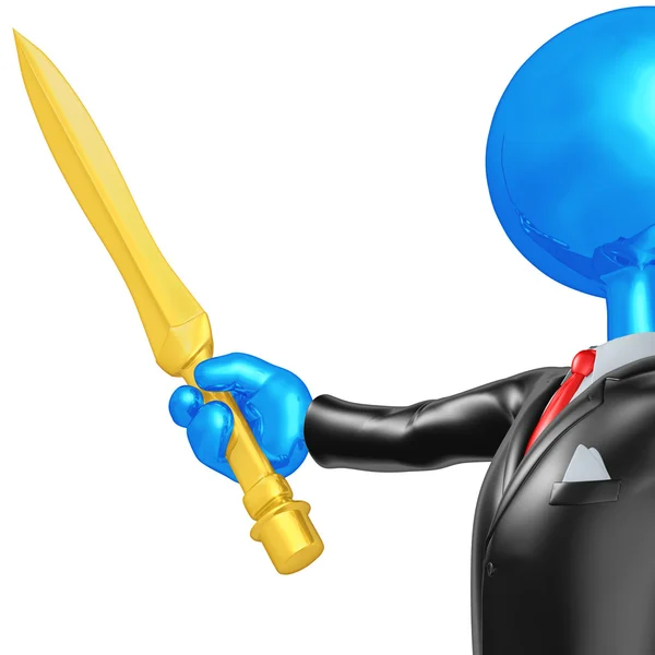 3D Businessman Character With A Sword — Stock Photo, Image
