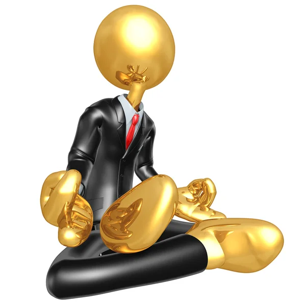 Gold Guy Businessman In Meditation — Zdjęcie stockowe