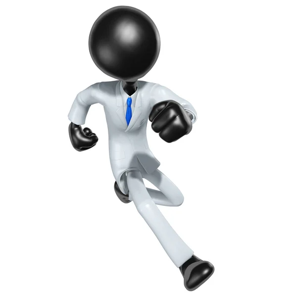 3D Businessman Character Running — Stok fotoğraf