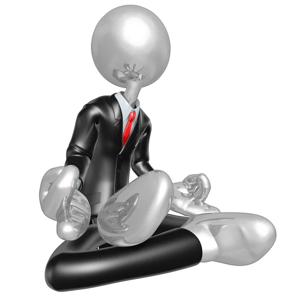 3D персонаж бізнесмена в медитації — стокове фото