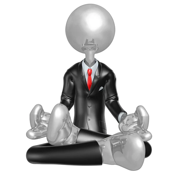 3D-zakenman teken in meditatie — Stockfoto