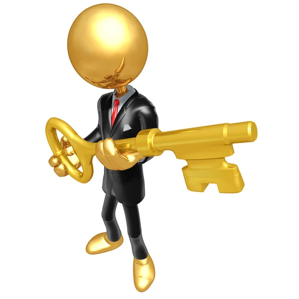 Gold Guy Businessman Key To Success — Stock Photo, Image