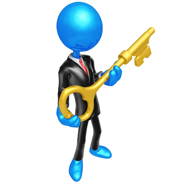 3D Businessman Character Key To Success — Stock Photo, Image