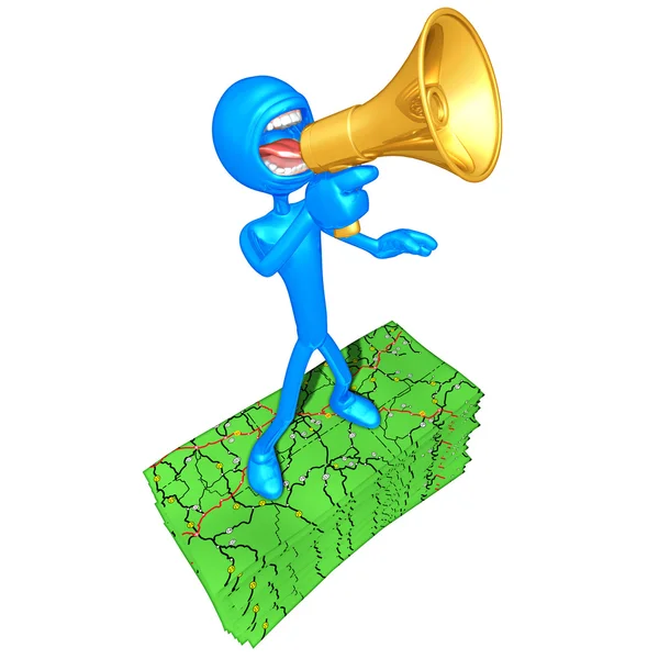 3D Character With Road Maps — Stock Photo, Image