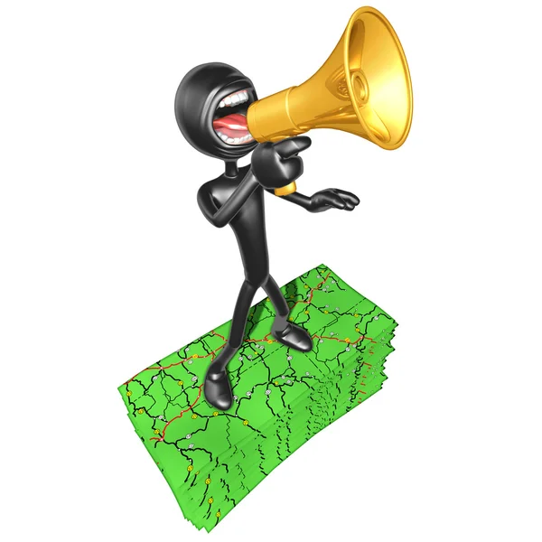3D Character With Road Maps — Stock Photo, Image