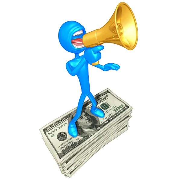 3D Character With Money — Stock Photo, Image
