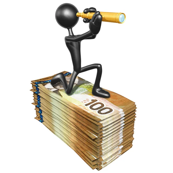 3D-karaktär med pengar — Stockfoto