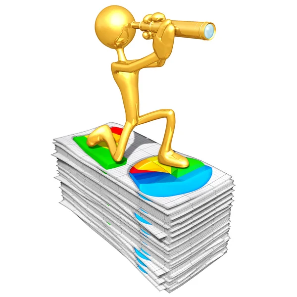 Gold Guy With Business Reports — Stock Photo, Image