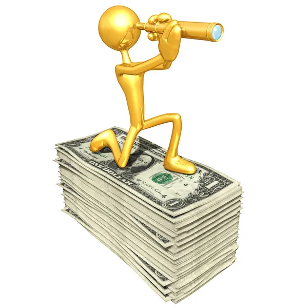 Gold Guy With Money — Stock Photo, Image