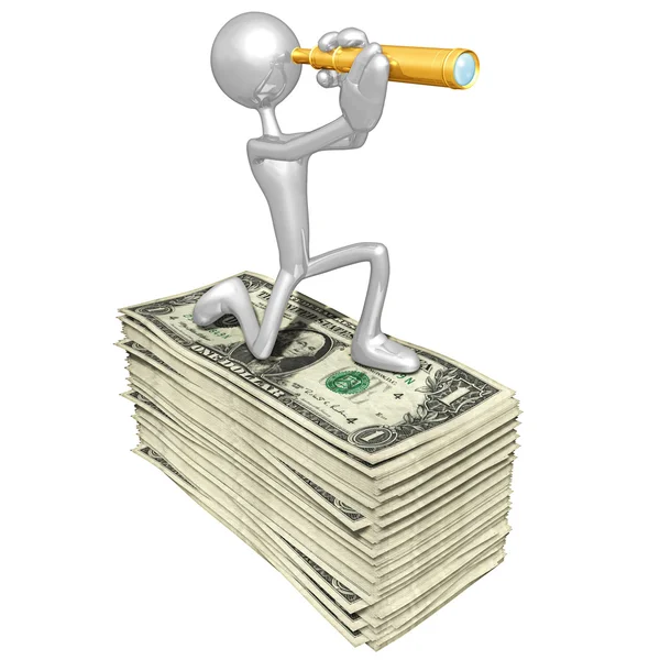 3D-karaktär med pengar — Stockfoto