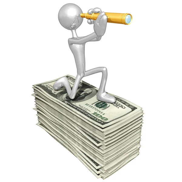 3D-Charakter mit Geld — Stockfoto