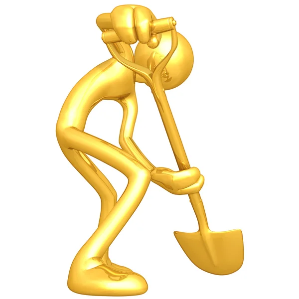 Χρυσό τύπος σκάψιμο με ένα φτυάρι — Φωτογραφία Αρχείου