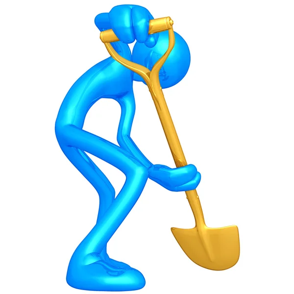 3D personaggio scavare con una pala — Foto Stock