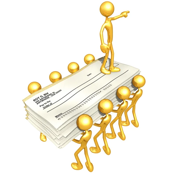 Ouro caras com cheques em branco — Fotografia de Stock