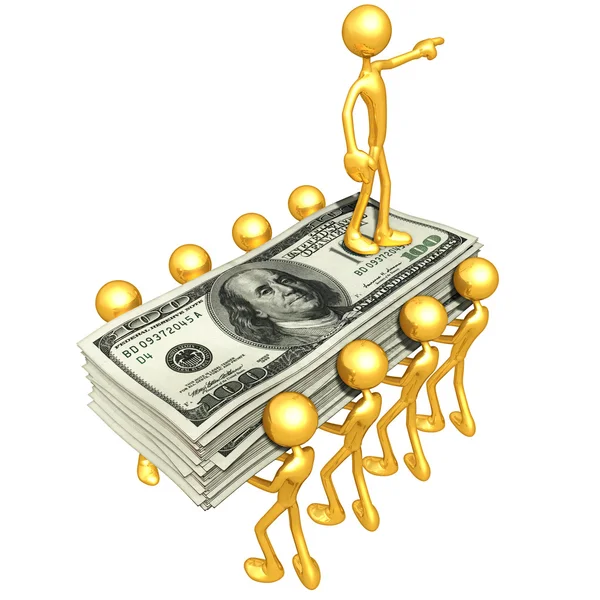 Ouro caras com dinheiro — Fotografia de Stock