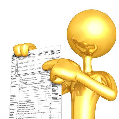 Gold Guy With Tax Form clipart