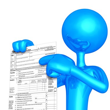 3D Character With Tax Form clipart