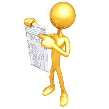 Gold Guy With Tax Form clipart