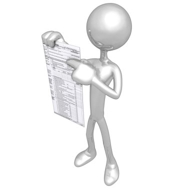 3D Character With Tax Form clipart