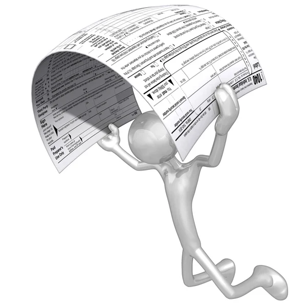 Caráter 3D com formulário fiscal — Fotografia de Stock